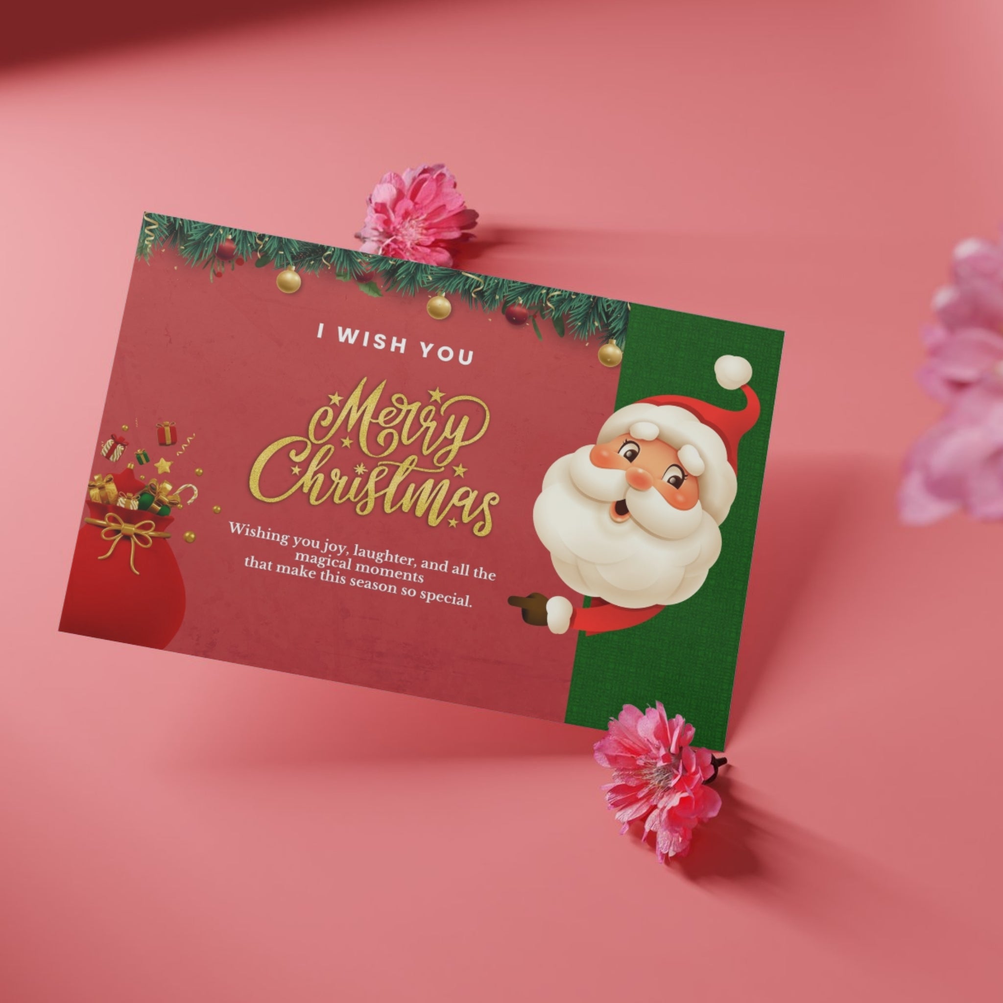 Merry Christmas wishing card 7x5 printable PDF holiday greeting