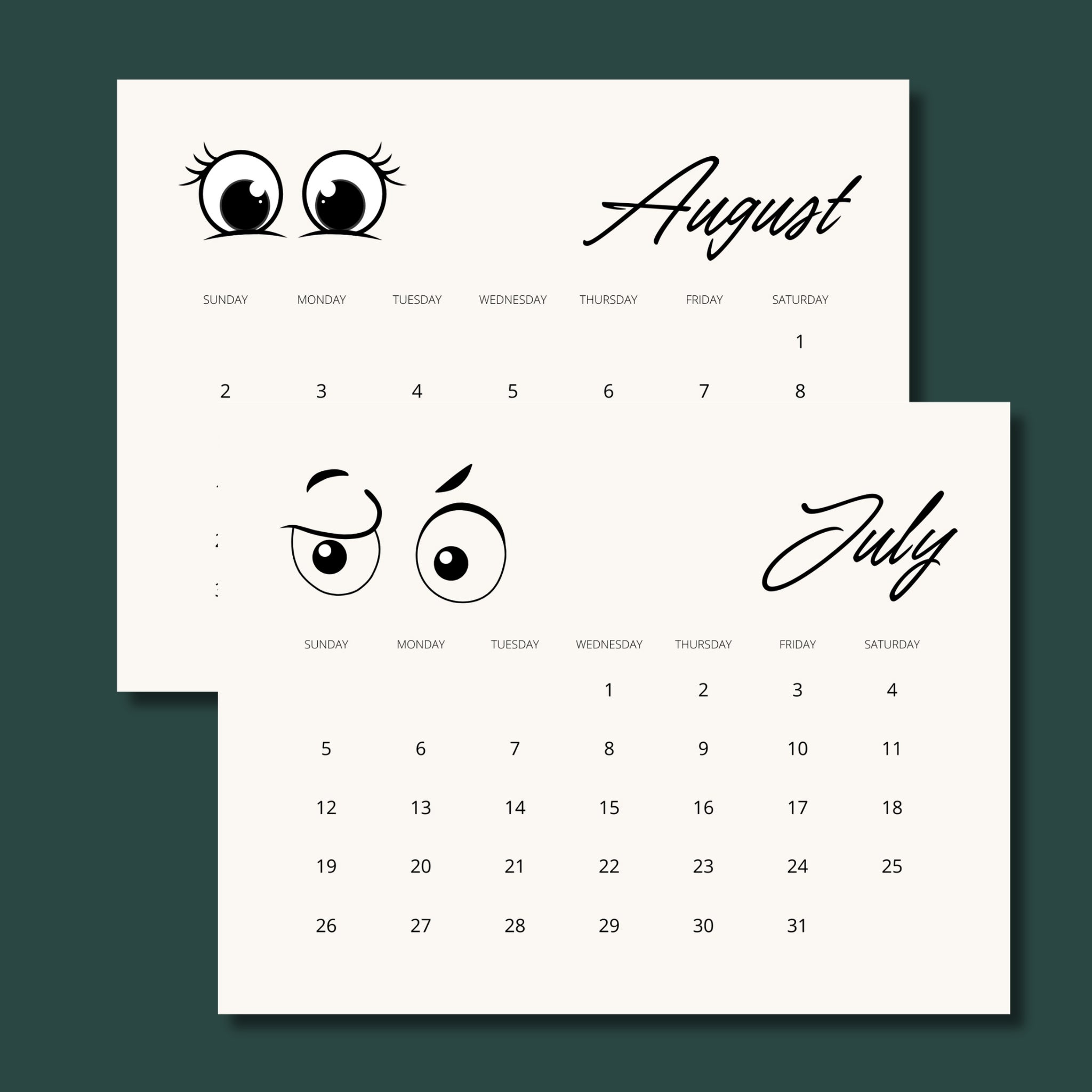 2026 Landscape Calendar – 11×8.5" One-Page PDF