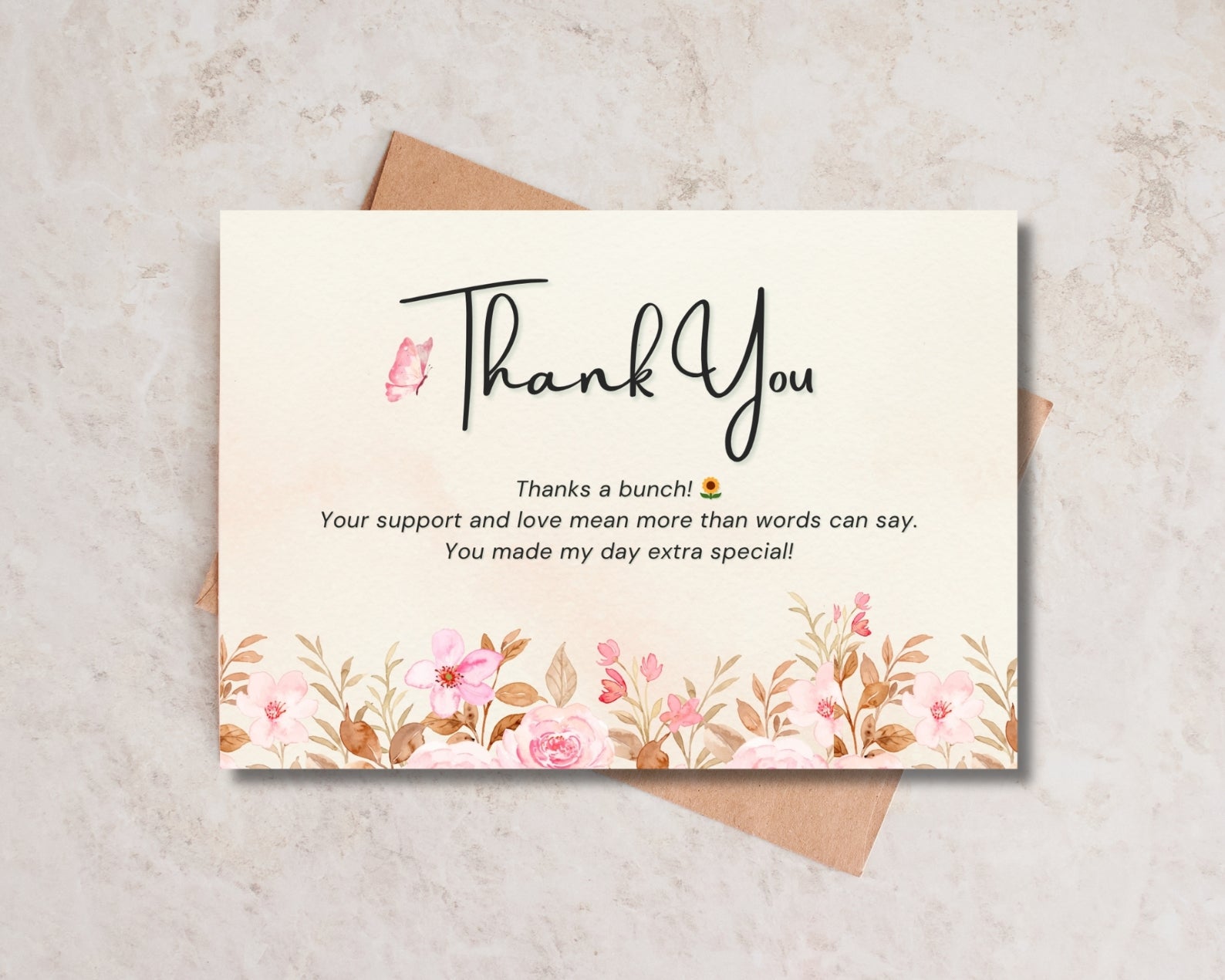 printable thank you card 5x3.5 elegant design