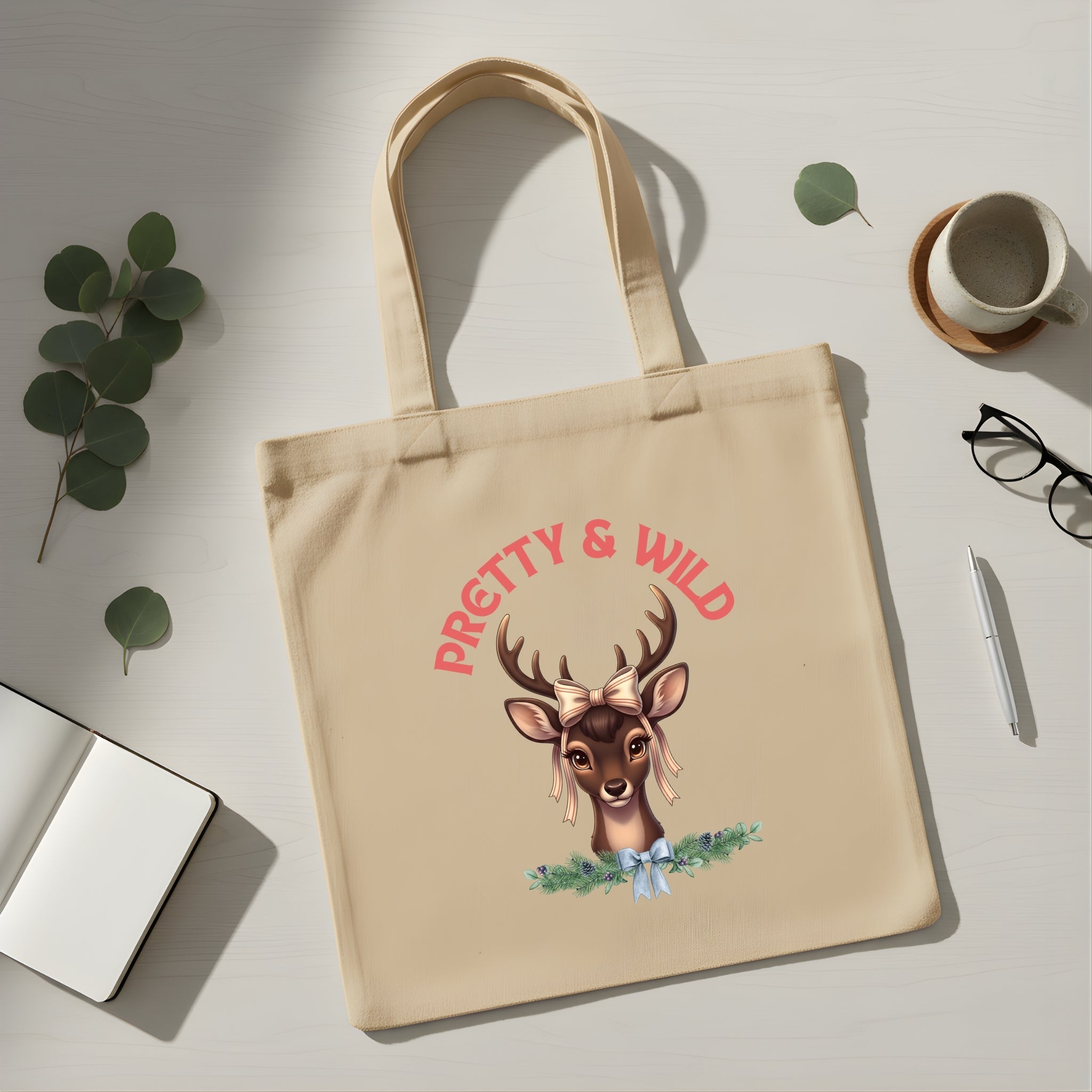 digital tote bag design Merry Bright Christmas