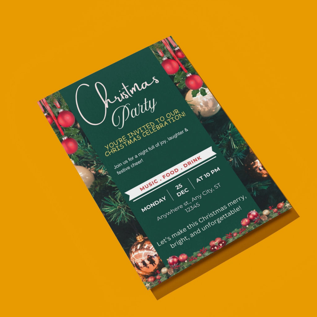 Christmas party digital invitation – 5.8x8.3 inch Canva template