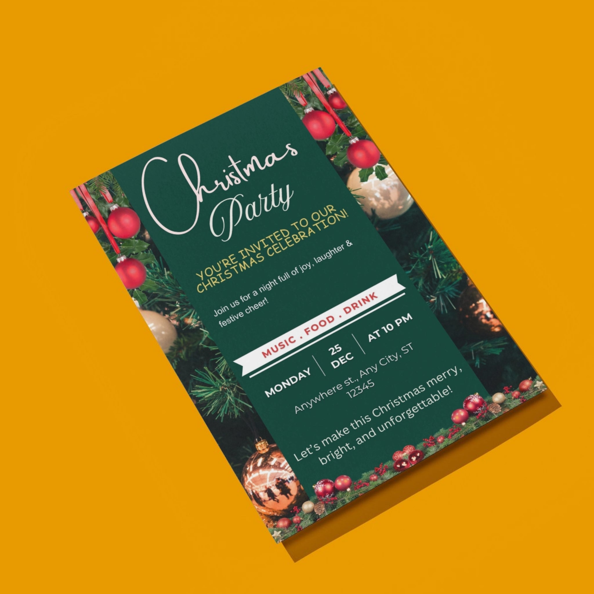 Christmas party digital invitation – 5.8x8.3 inch Canva template