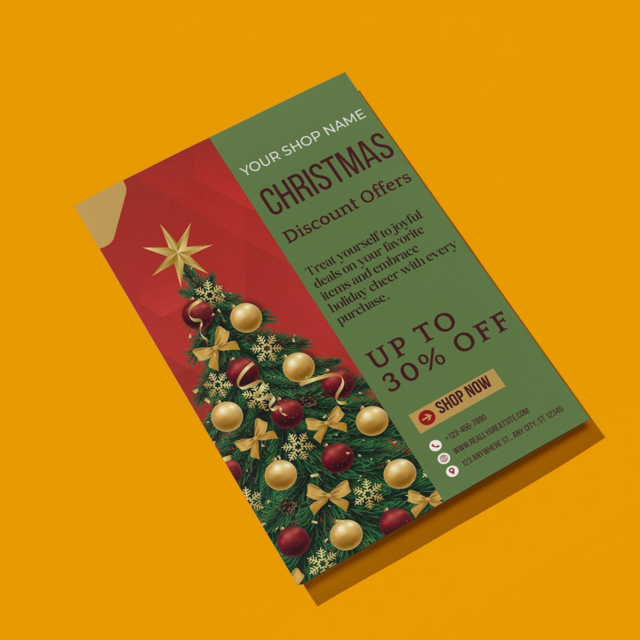 Christmas sale offer card printable – 4×6 inch Canva editable template