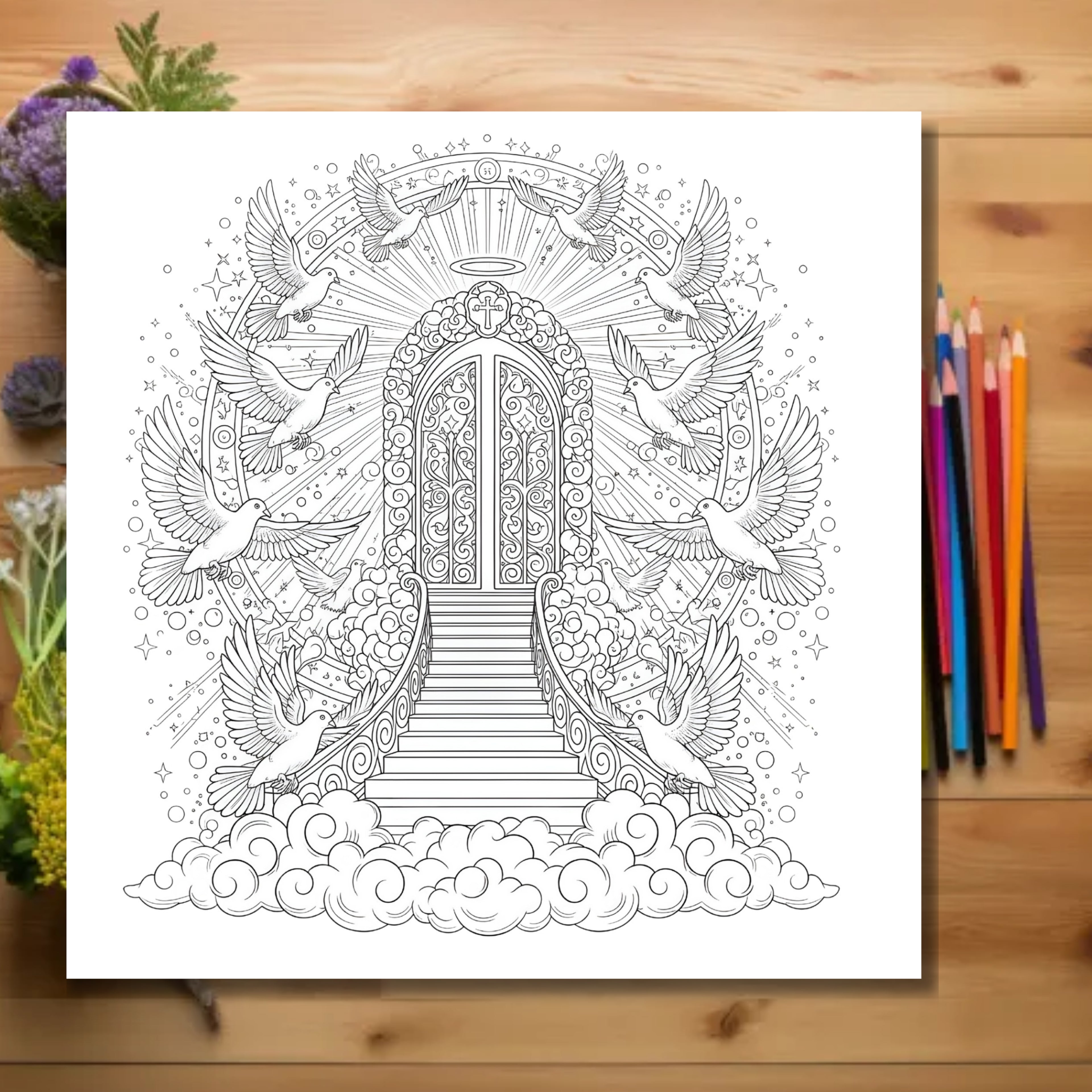 printable spiritual coloring book for adult PDF 30 pages