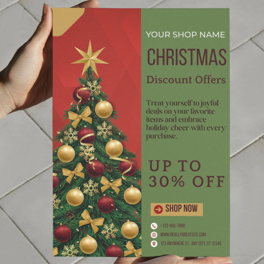 Christmas sale offer card printable – 4×6 inch Canva editable template