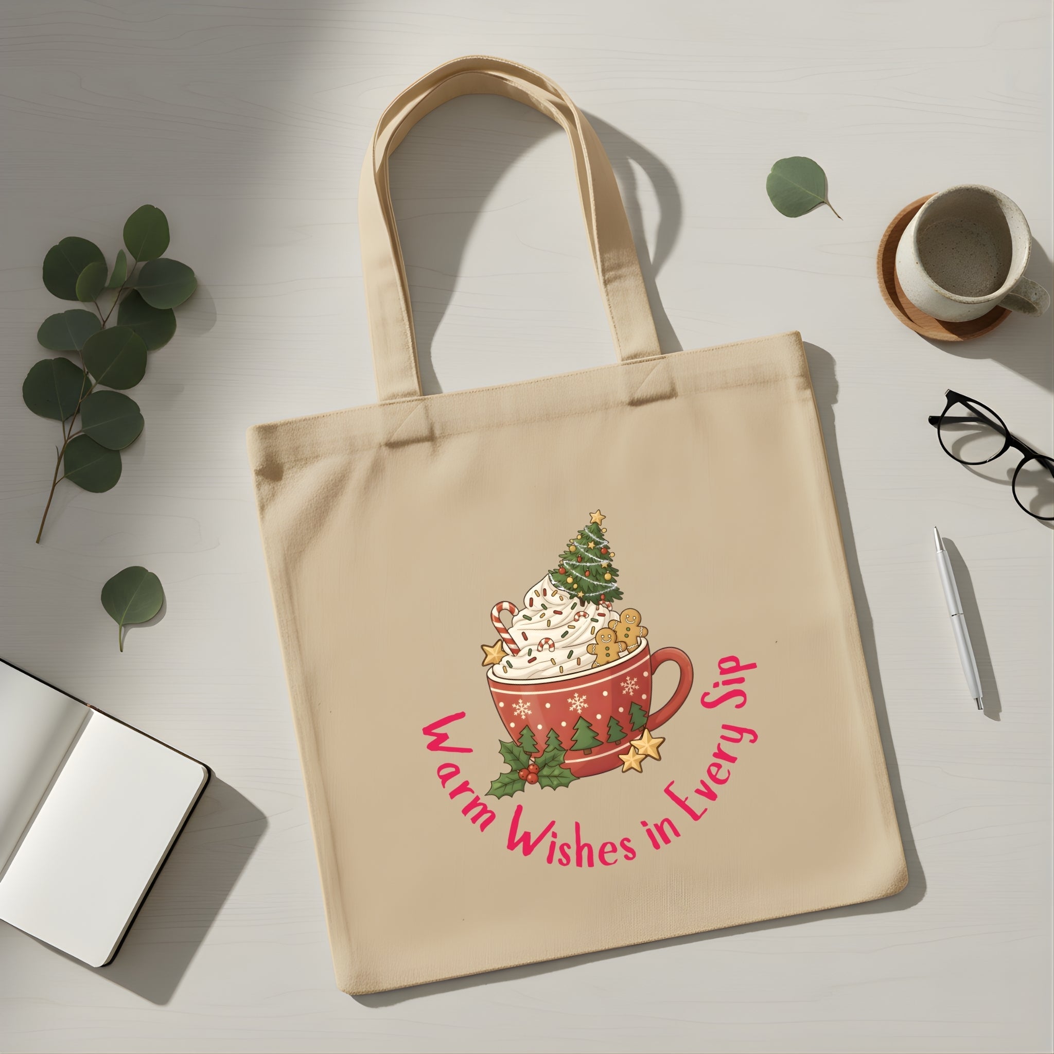 festive tote bag print design for Christmas