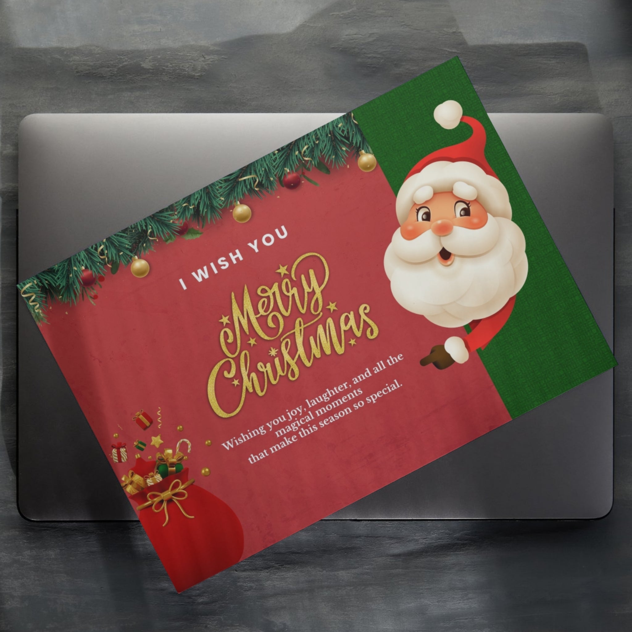 Merry Christmas wishing card 7x5 printable PDF holiday greeting