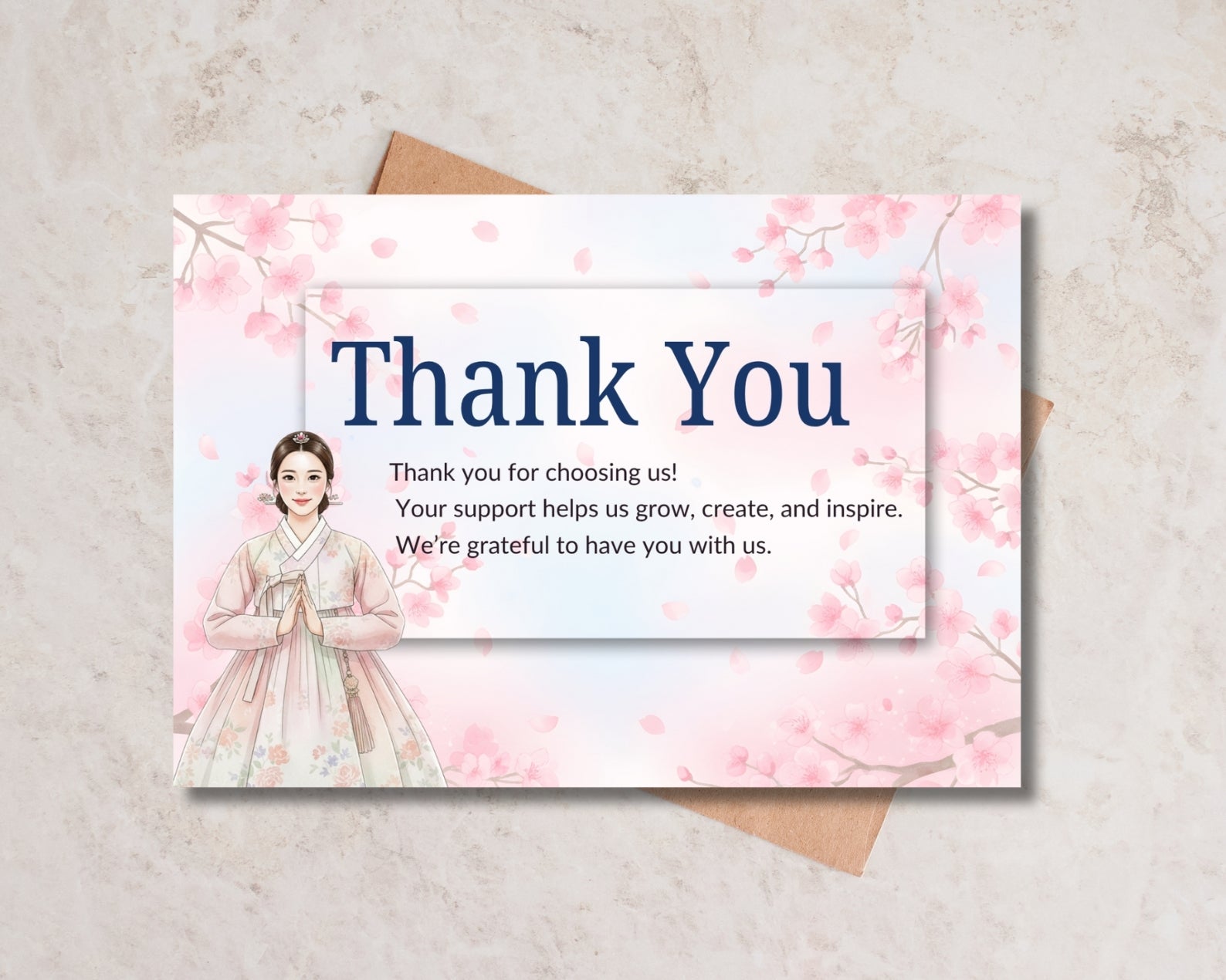 printable thank you card 5x3.5 elegant design
