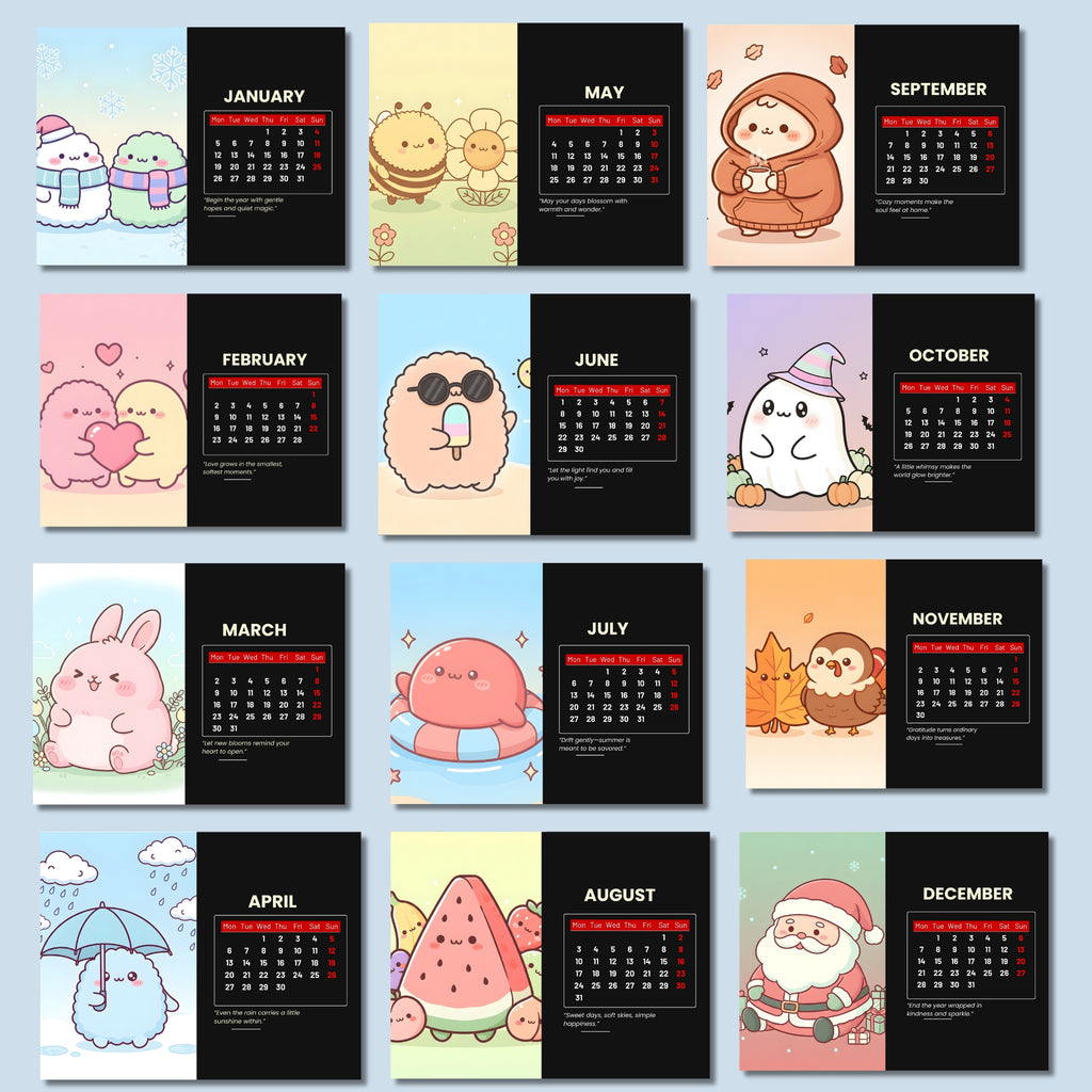 Printable 2026 Landscape Calendar – 11×8.5" One-Page PDF