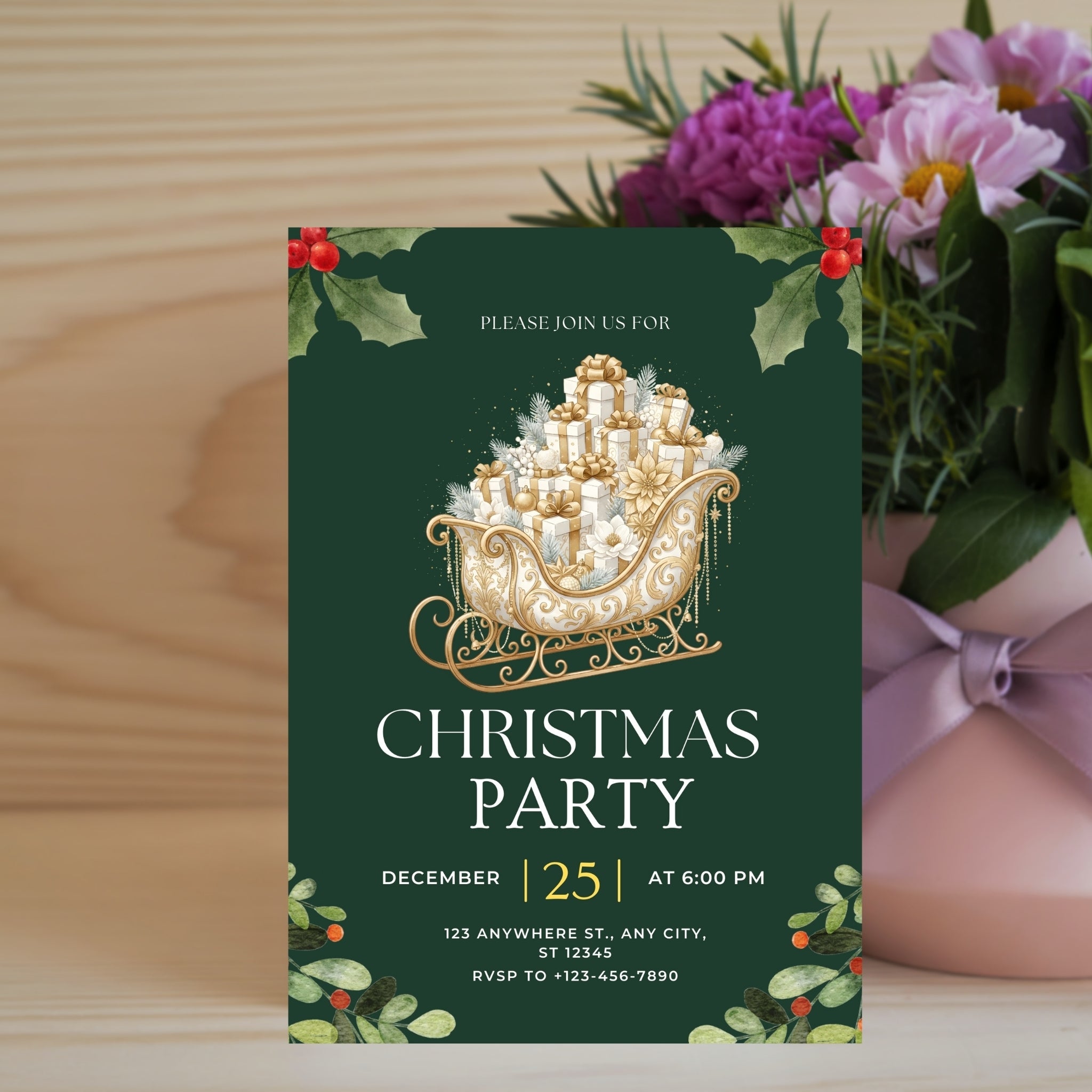 5×7 Christmas Invitation – Instant Download