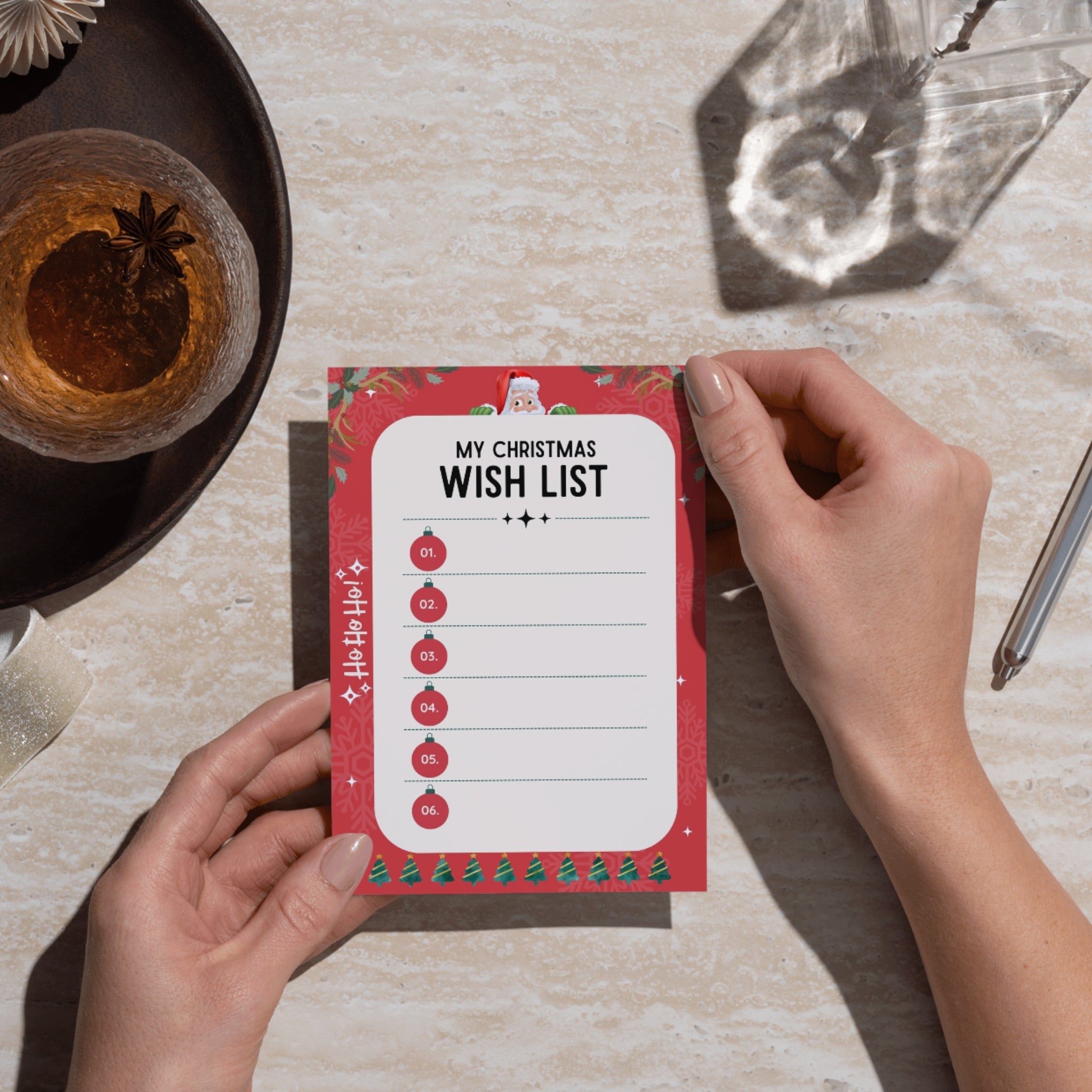 A4 Christmas Wish List stationery – printable holiday wishlist card