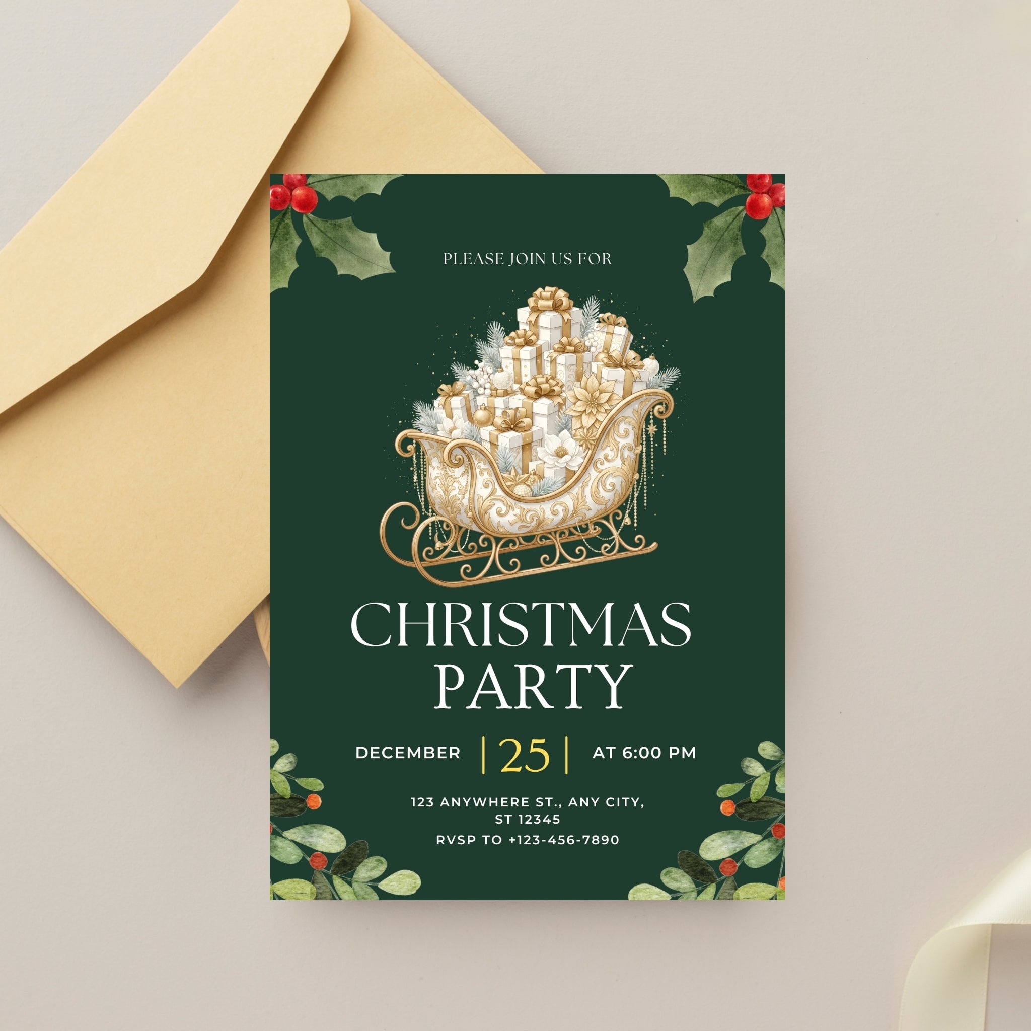 5×7 Christmas Invitation – Instant Download