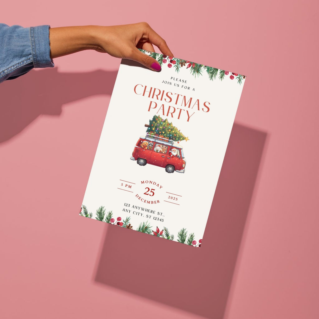 Printable Christmas invitation card mockup – 5x7 holiday event invite design