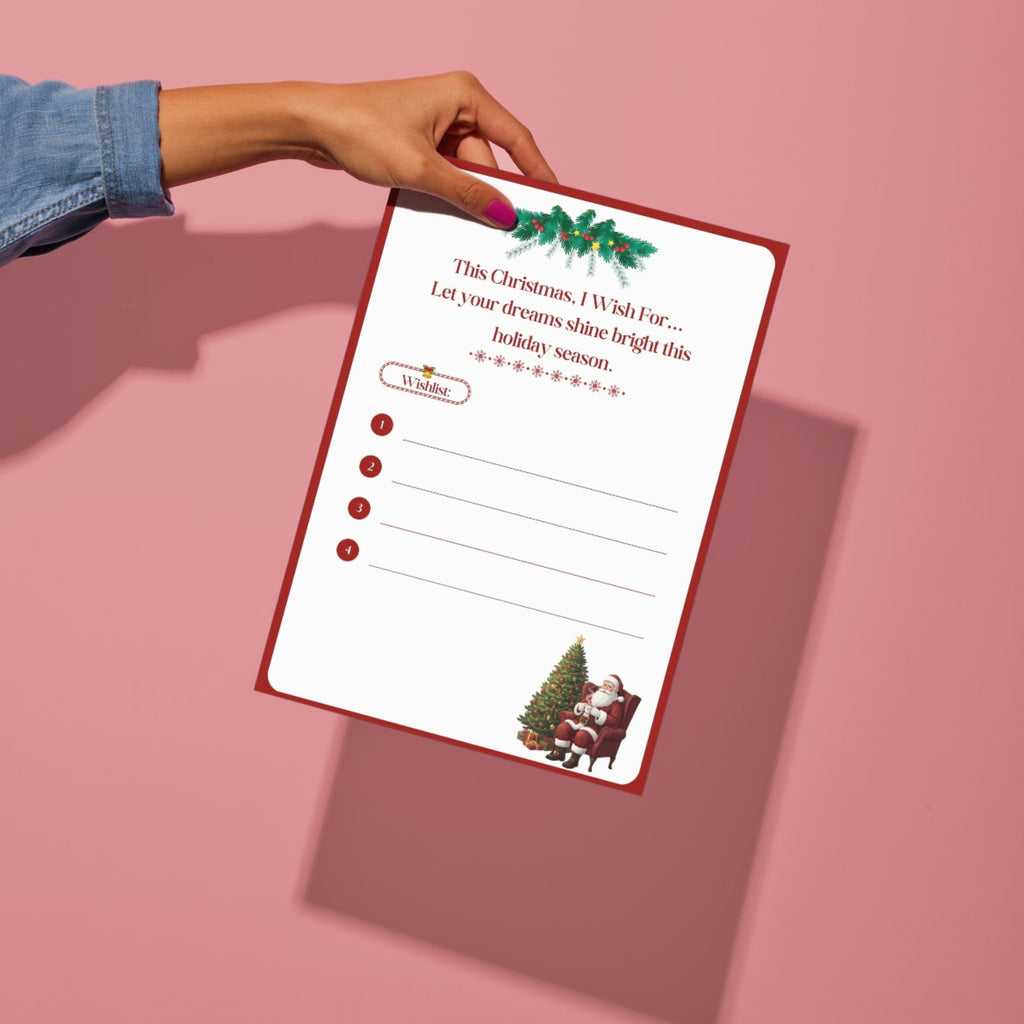 A4 Christmas wish list template – 8.27 x 11.69 inch festive printable design
