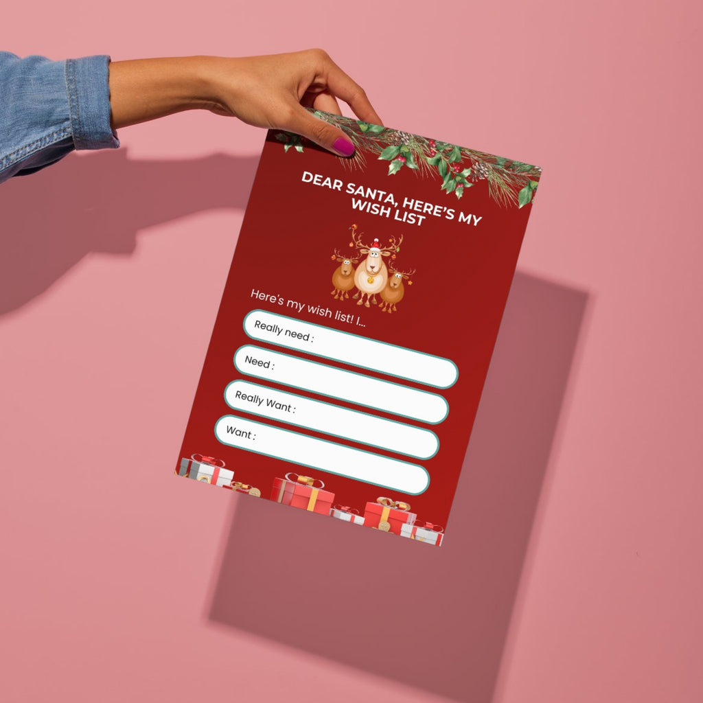 A4 holiday wishlist card – Christmas wish list printable design