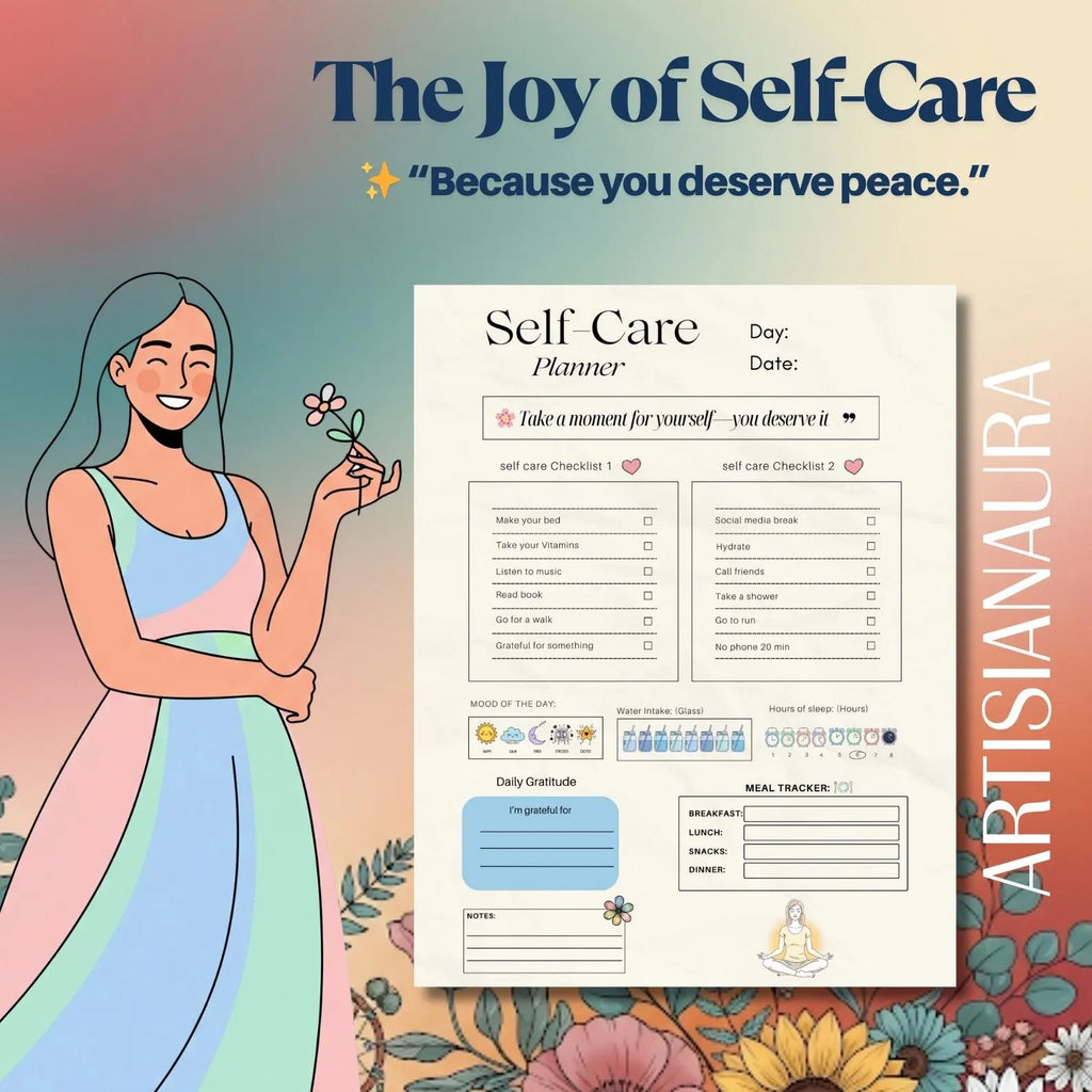 self-care planner wellness journal printable 8.5x11