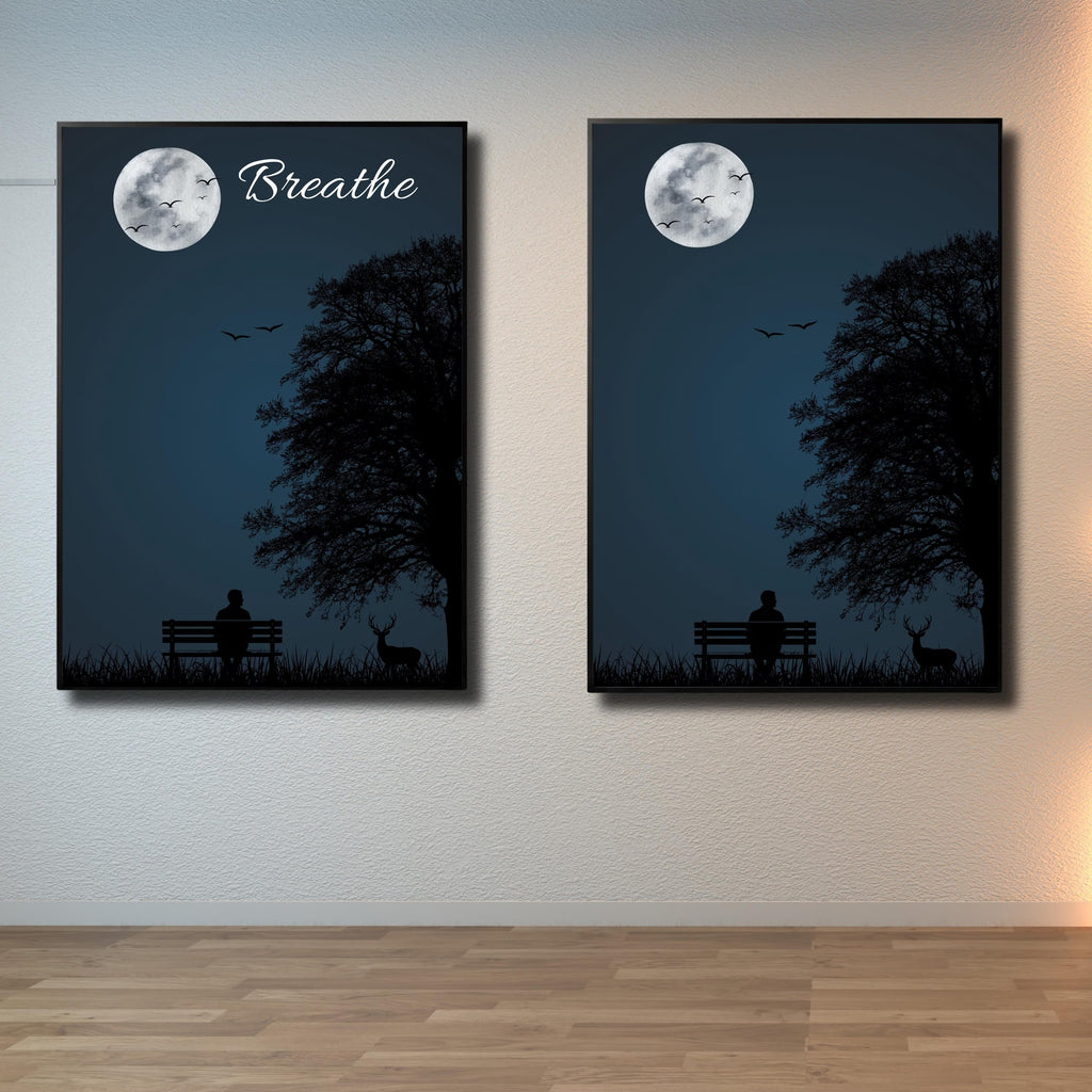 Japandi tree silhouette wall art poster digital download