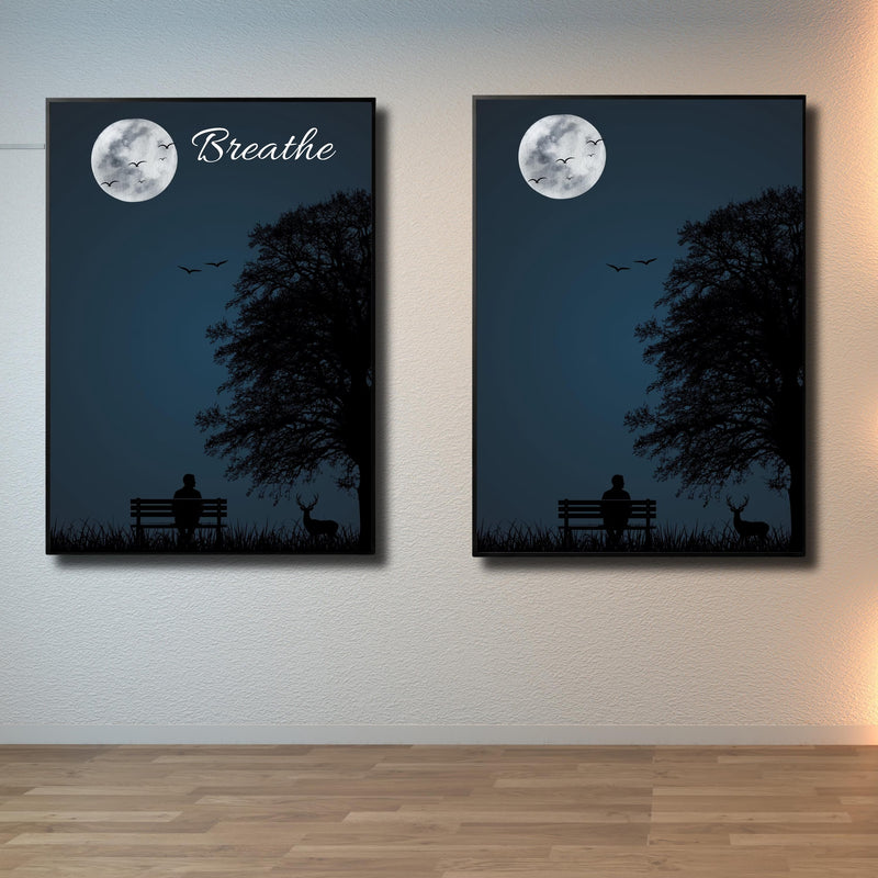Japandi tree silhouette wall art poster digital download
