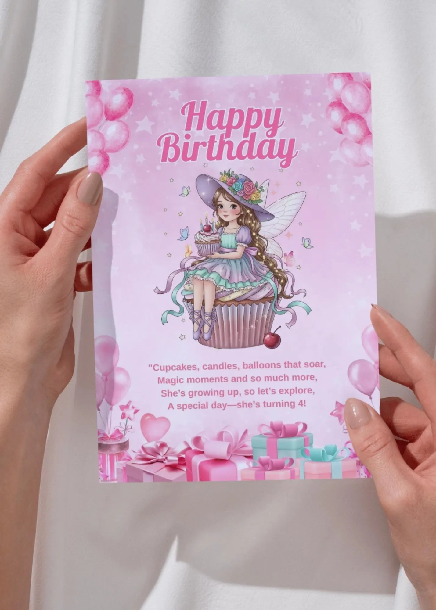 digital greeting card princess with cupcake theme