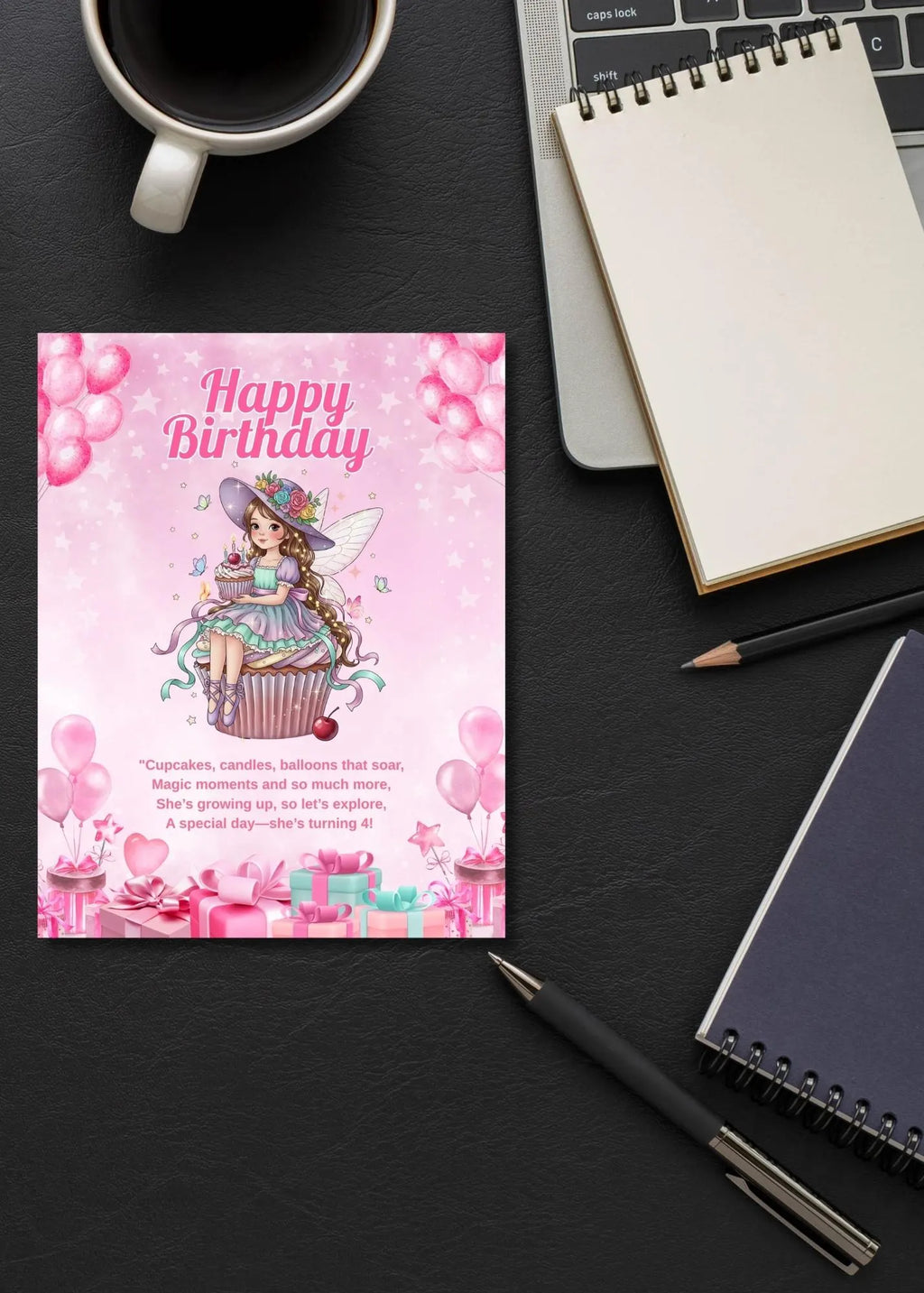 digital greeting card princess with cupcake theme