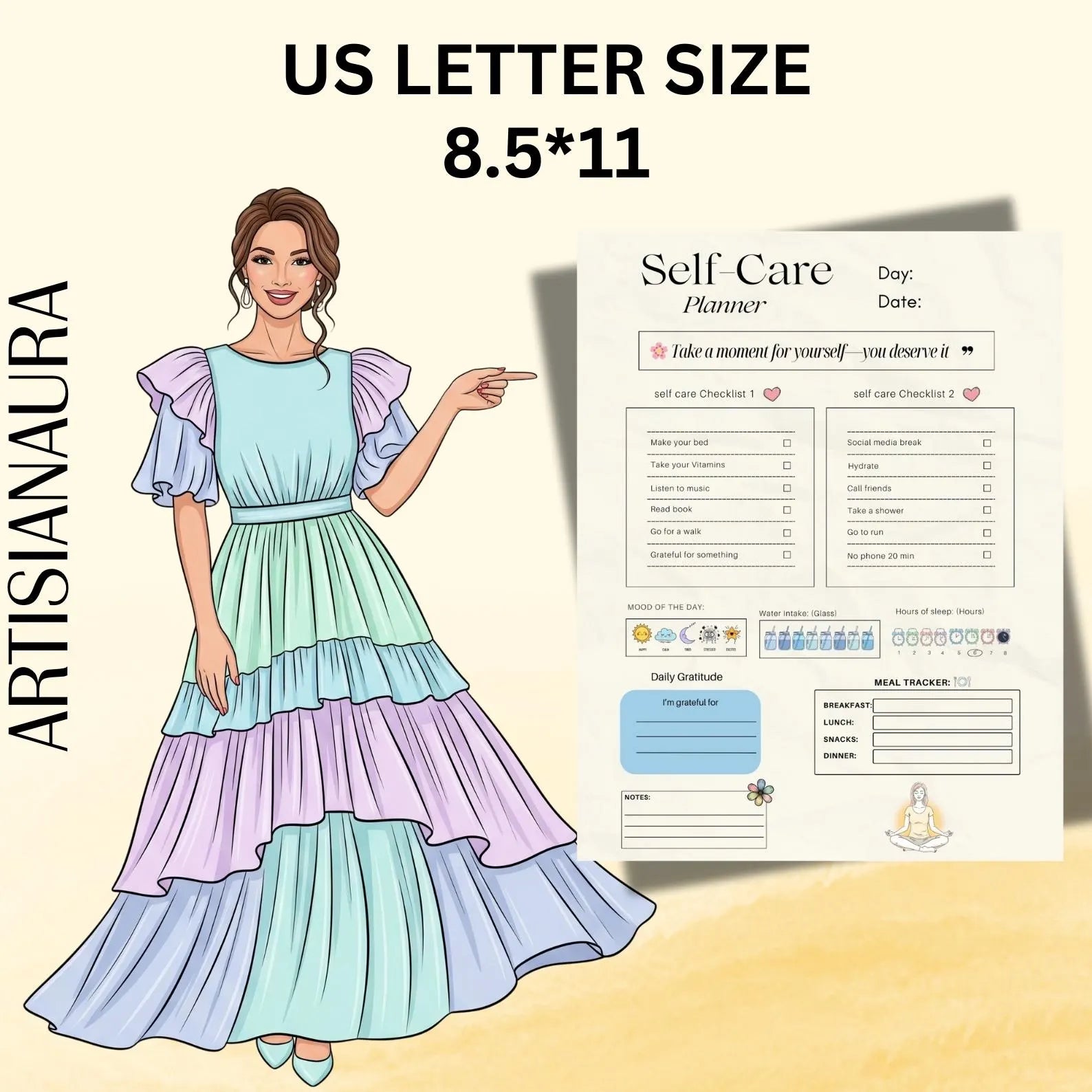 self-care planner wellness journal printable 8.5x11