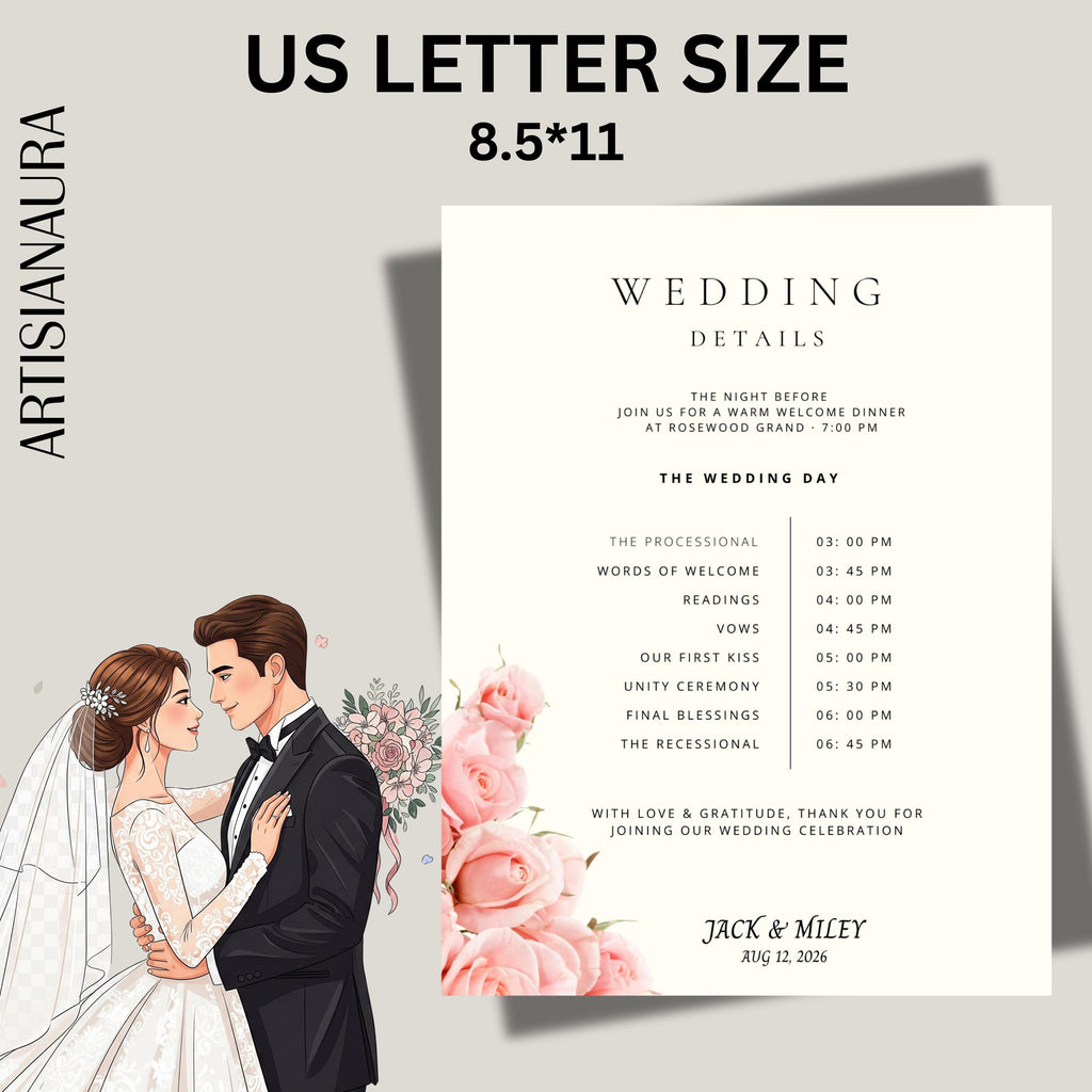 wedding planner 8.5x11 editable Canva PDF