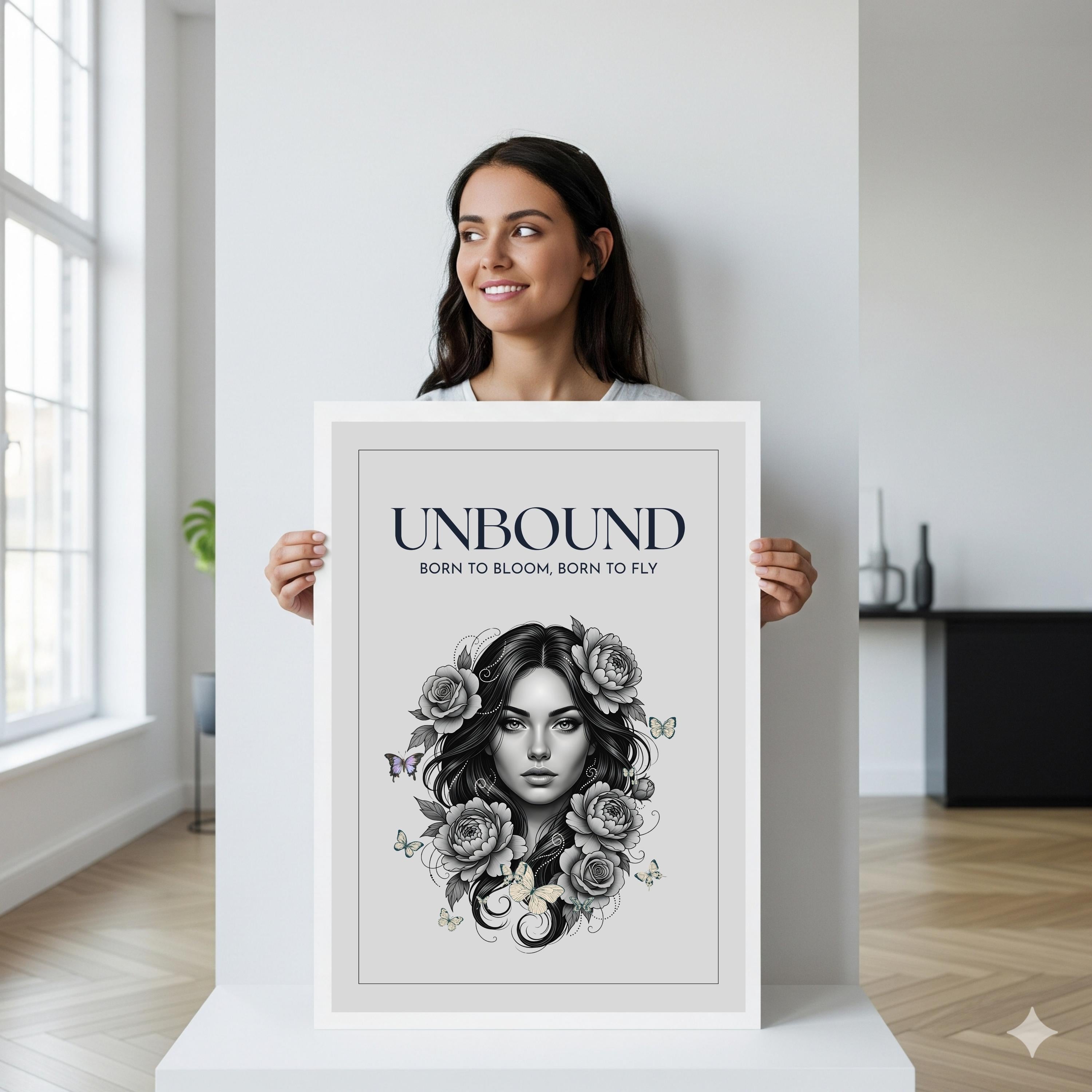 printable boho wall art unbound woman design