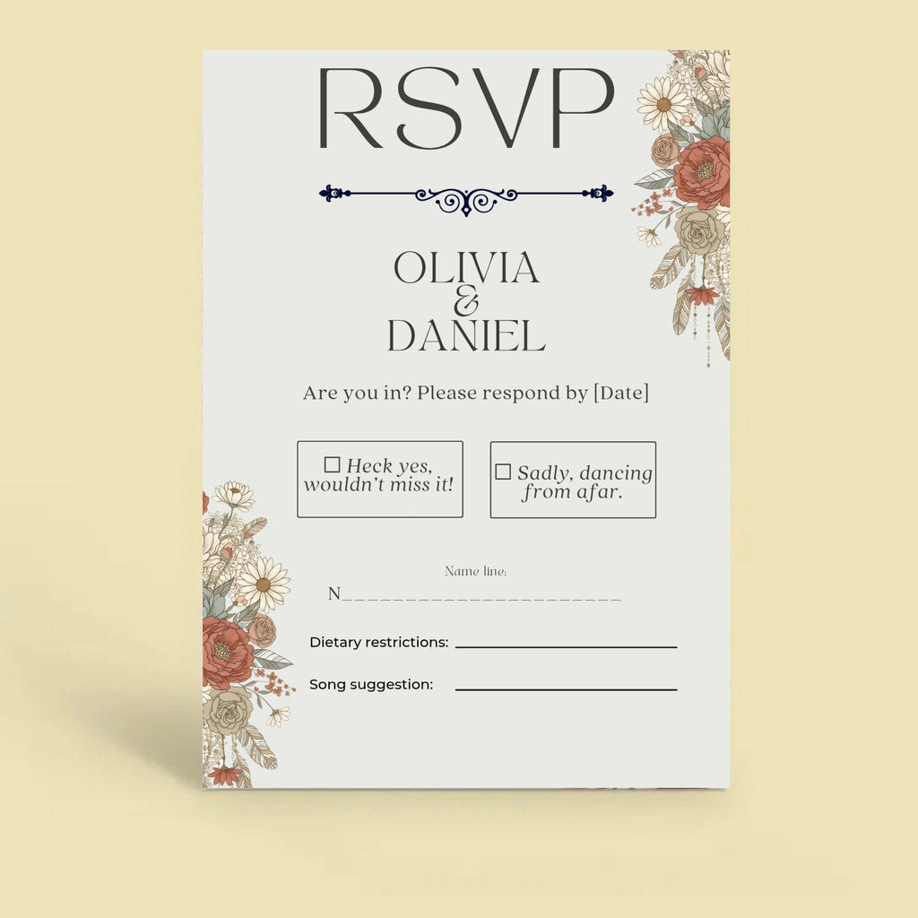 boho wedding suite digital download butterfly floral
