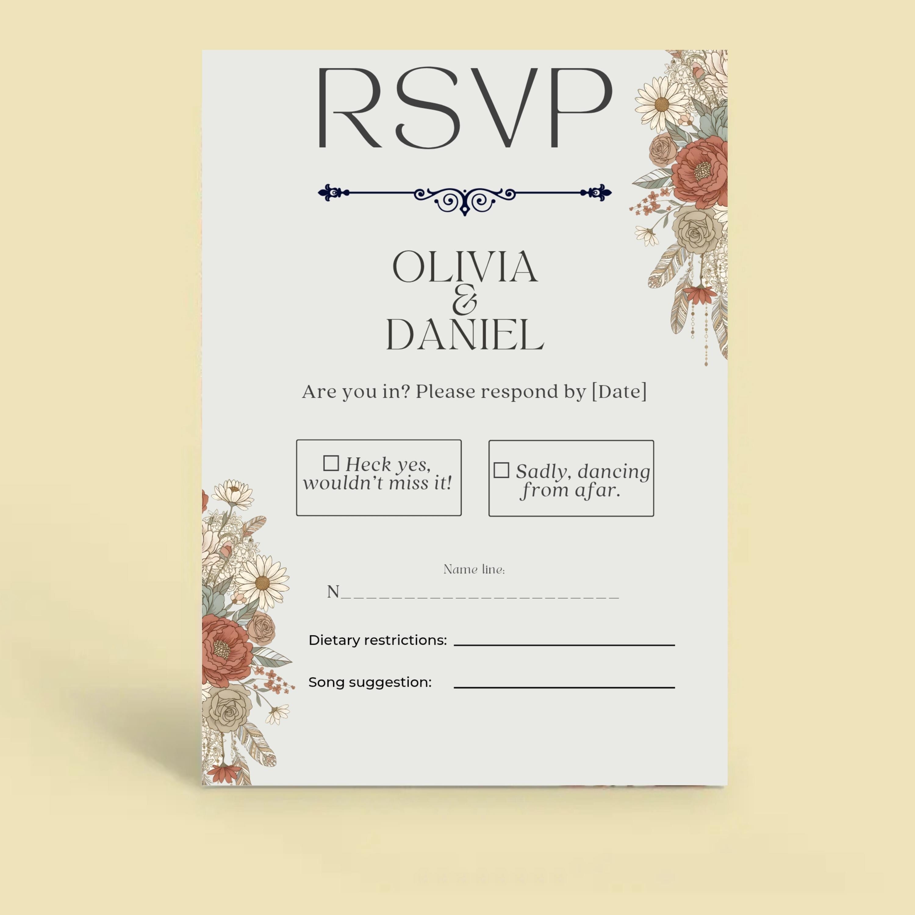 boho wedding suite digital download butterfly floral