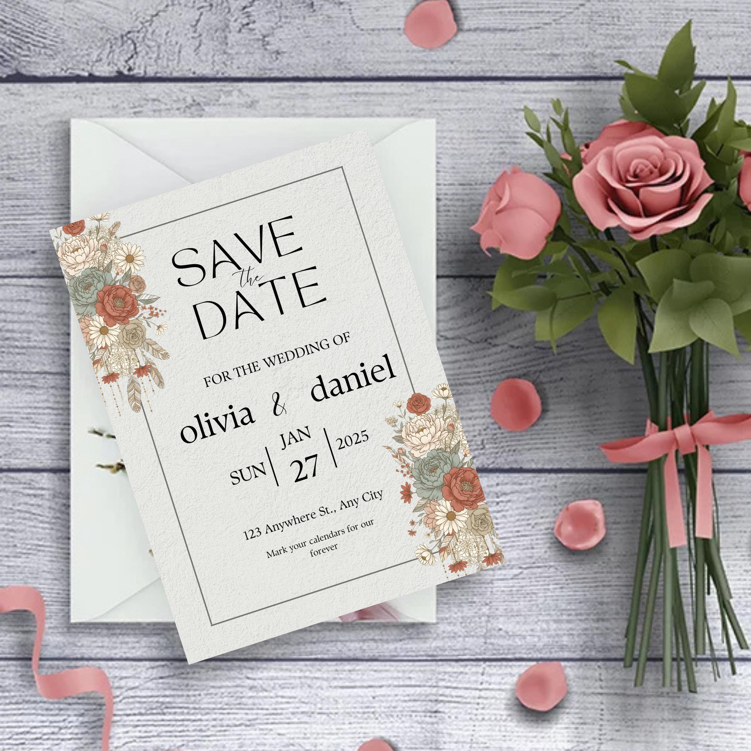 boho wedding suite digital download butterfly floral