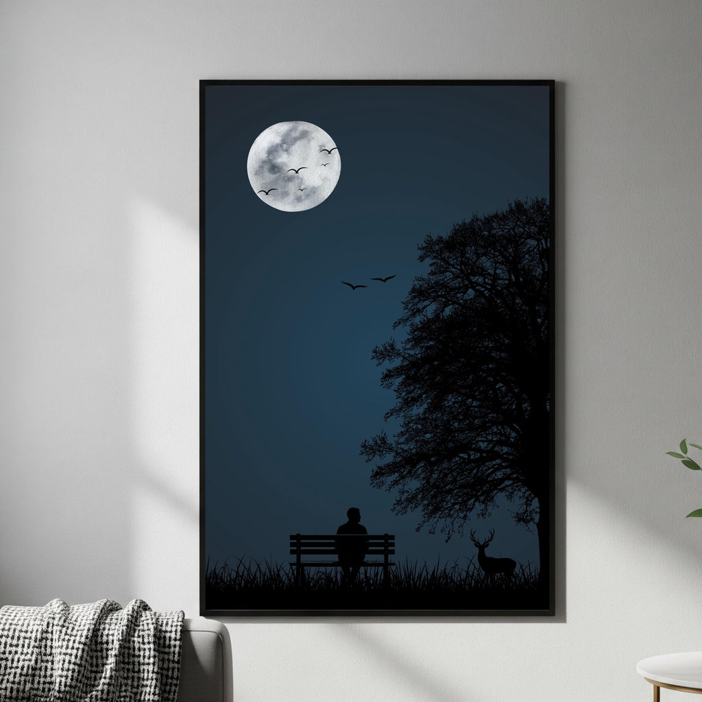 Japandi tree silhouette wall art poster digital download