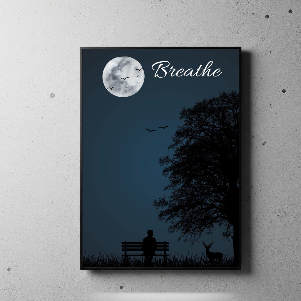 Japandi tree silhouette wall art poster digital download