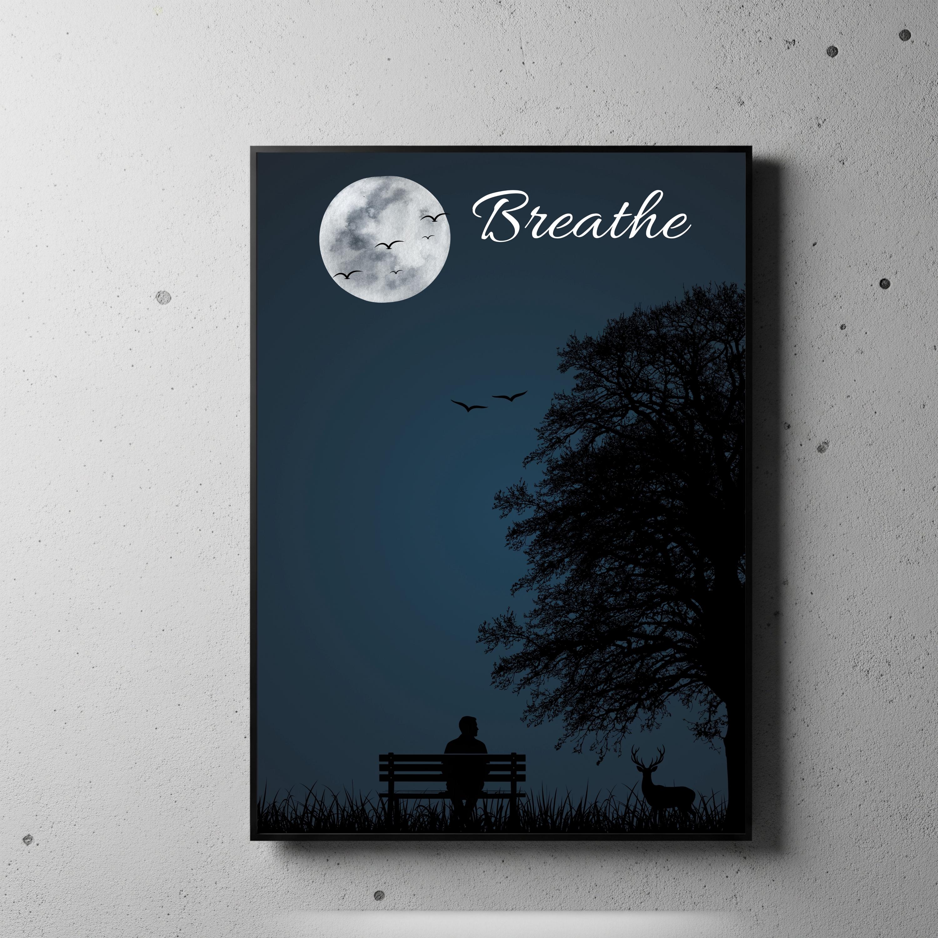 Japandi tree silhouette wall art poster digital download