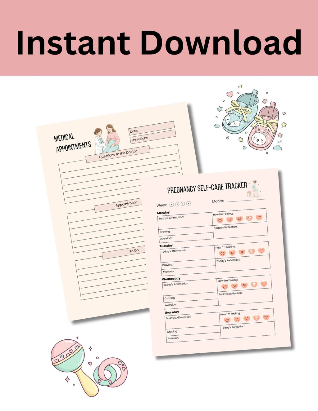 pregnancy planner 8.5x11 printable expecting mom journal