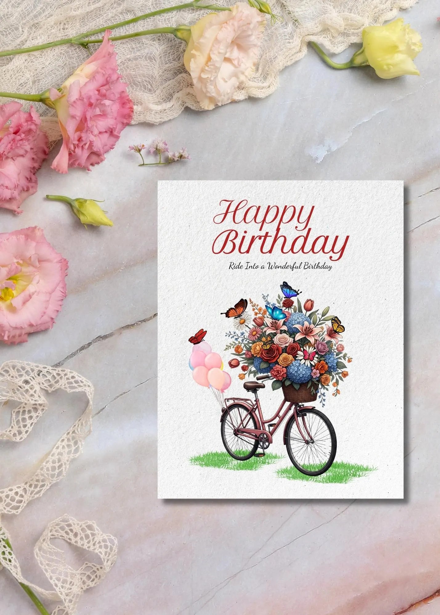 printable bicycle card for her birthday