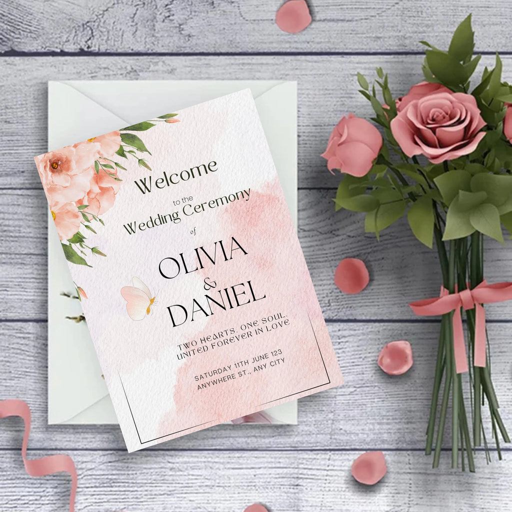 printable watercolor wedding invitation card