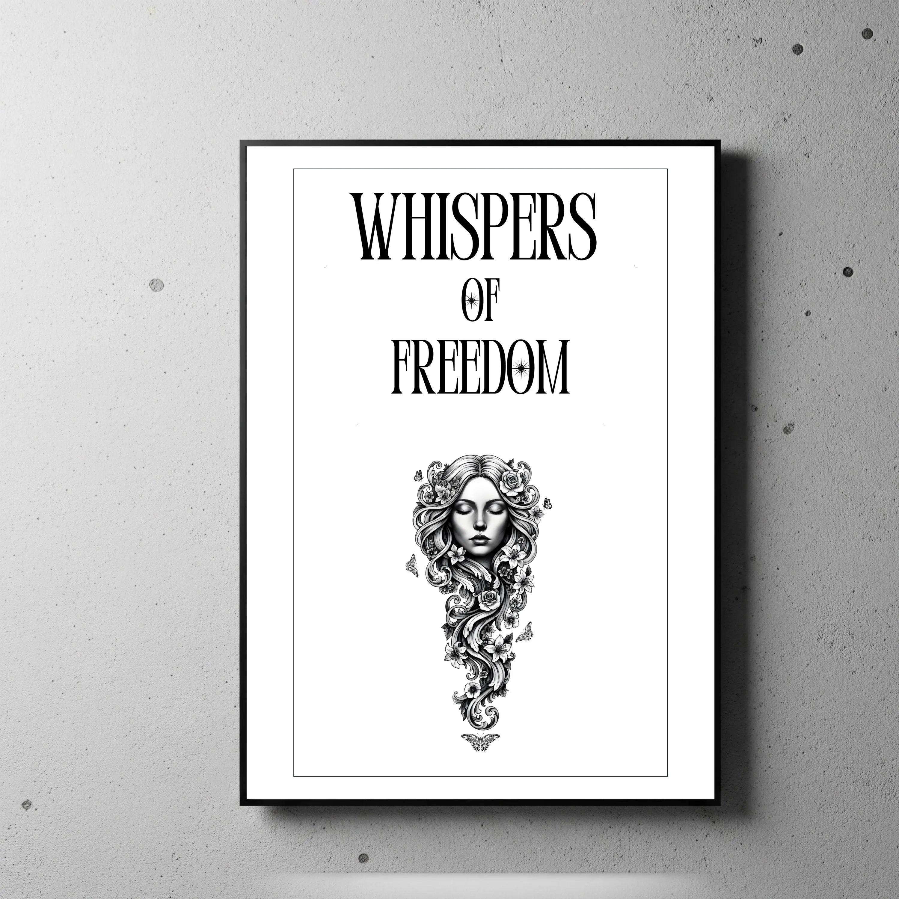 boho poster flowing hair and floral design digital print