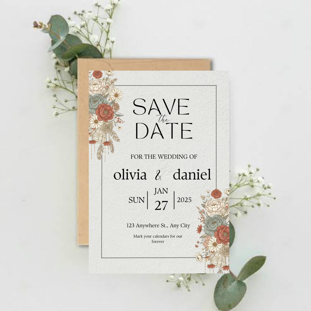 boho wedding suite digital download butterfly floral