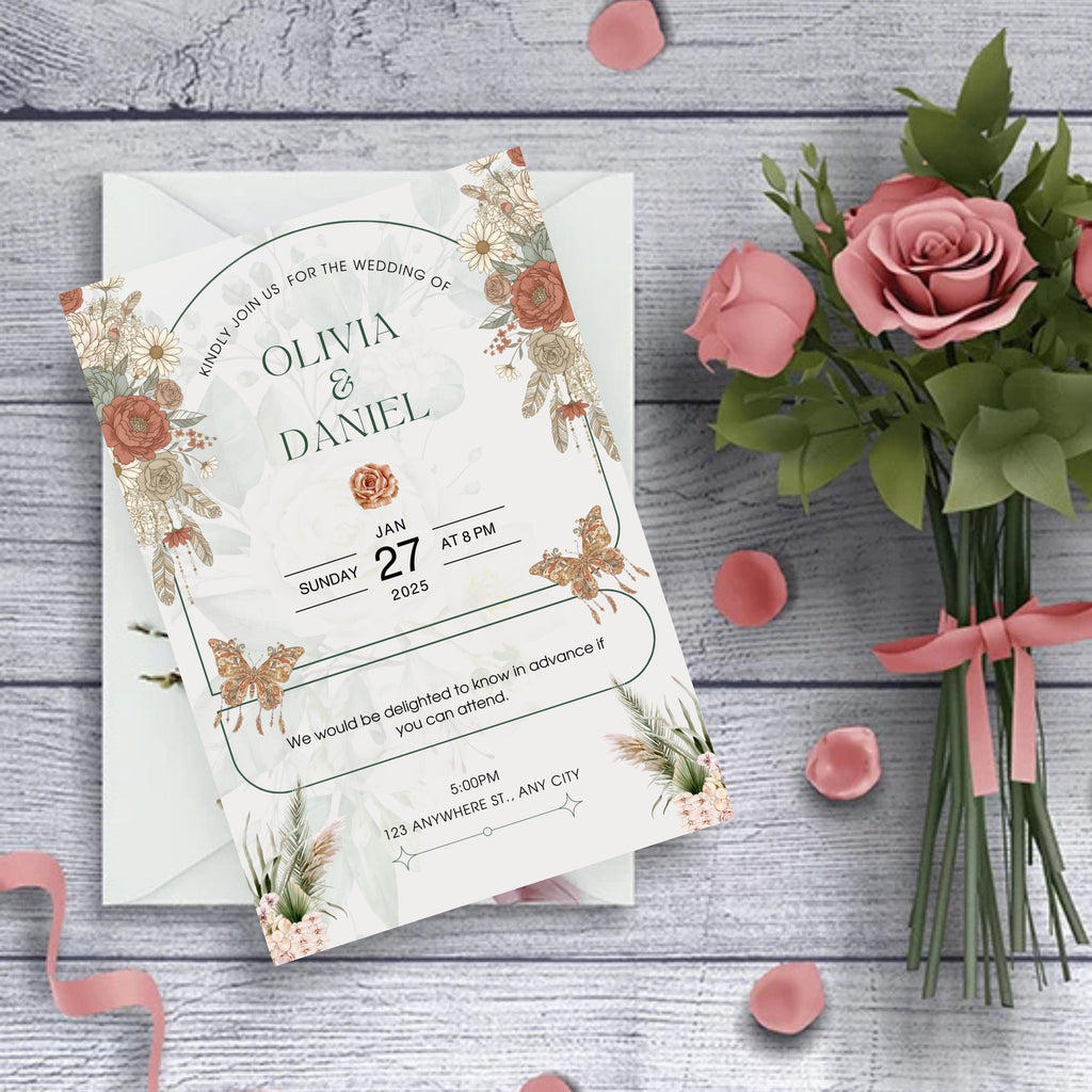 boho wedding suite digital download butterfly floral