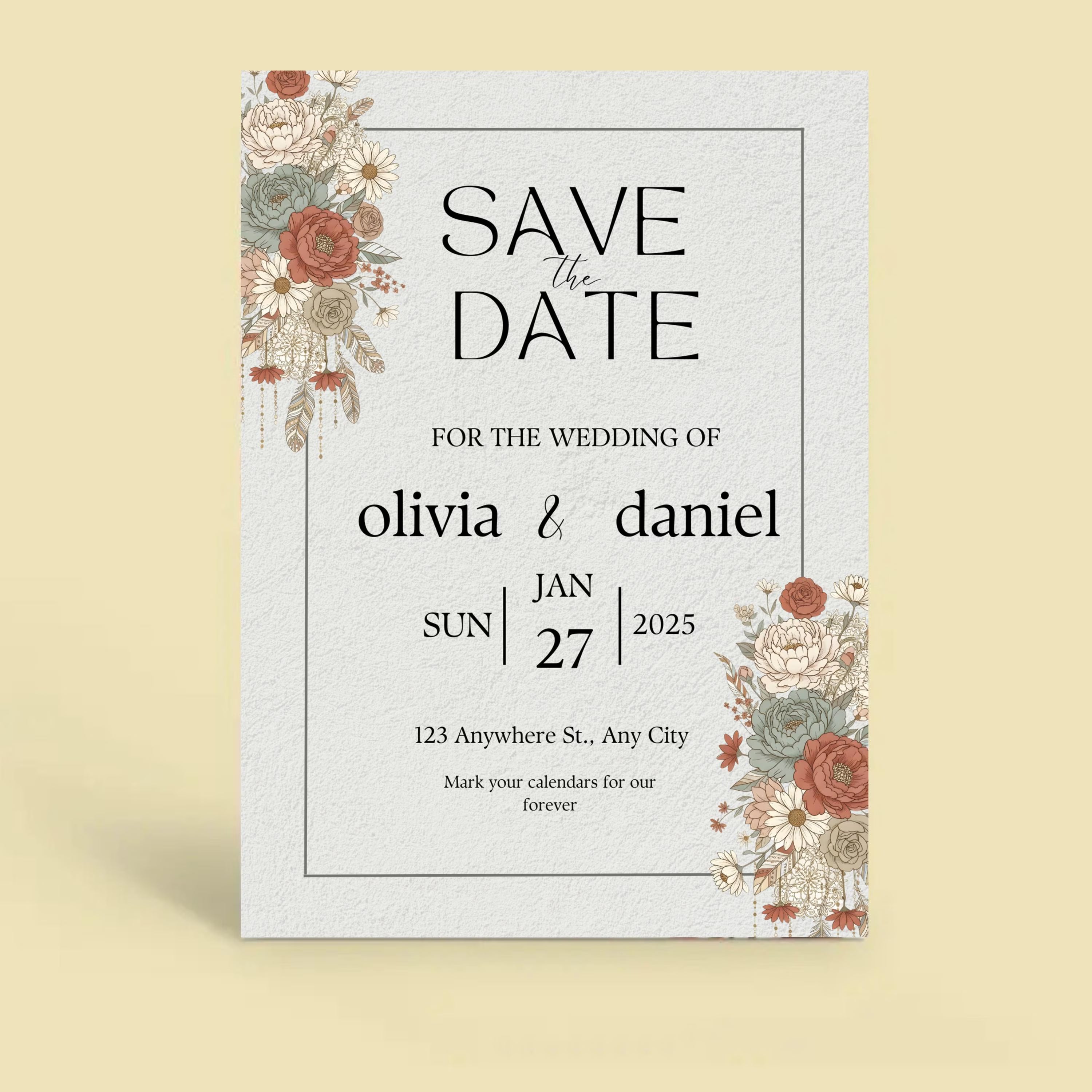 boho wedding suite digital download butterfly floral