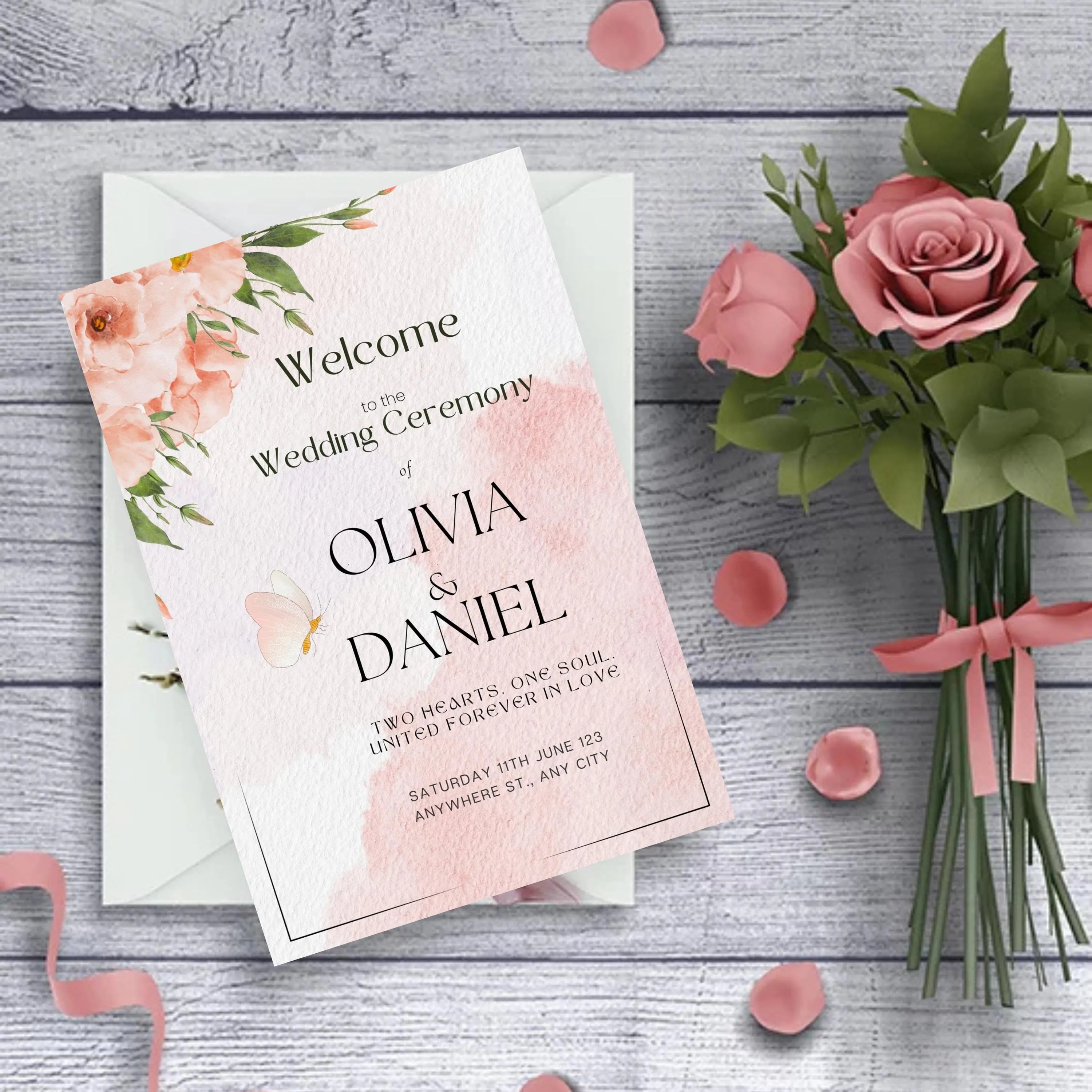 printable watercolor wedding invitation card