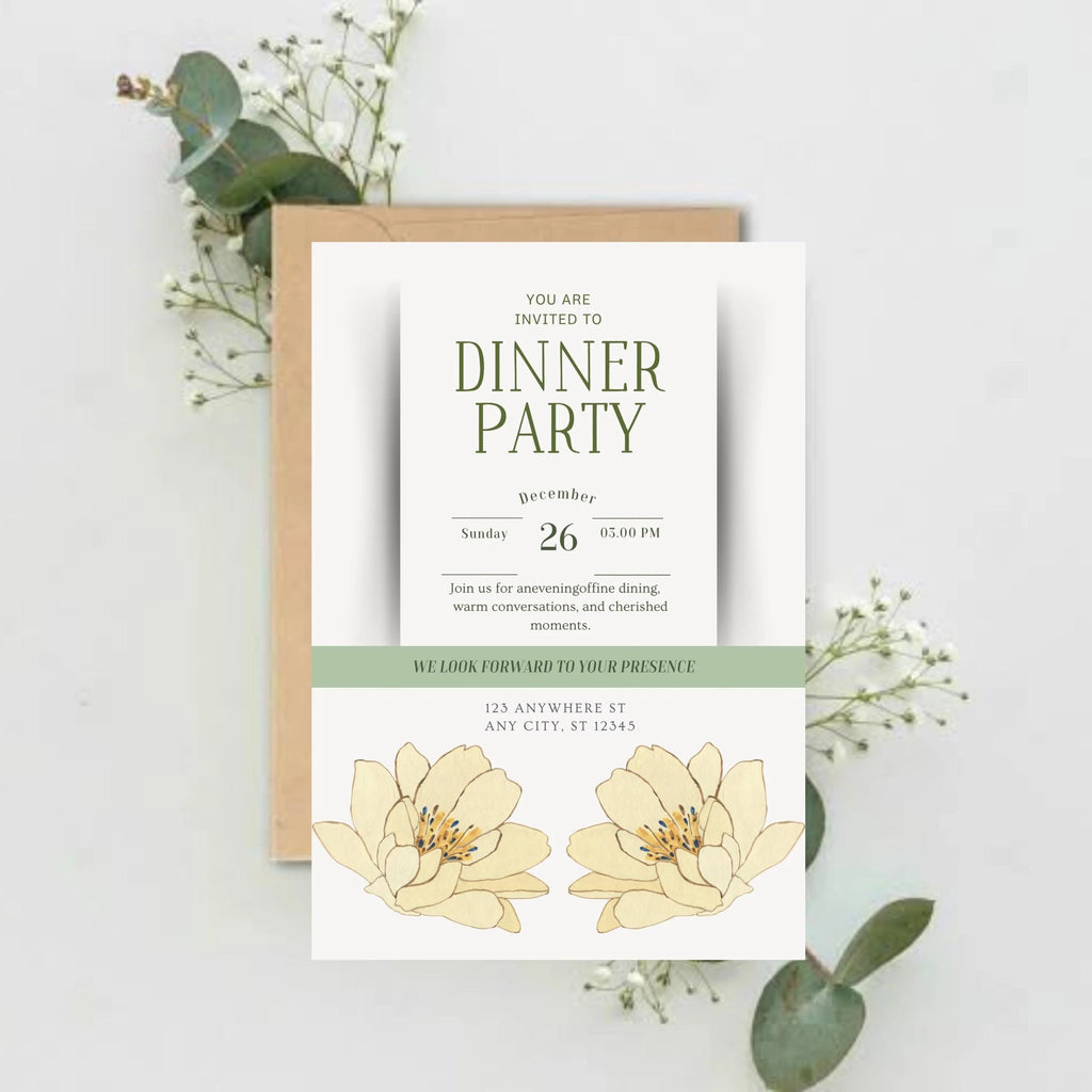 elegant dinner party invitation card 5x7 printable